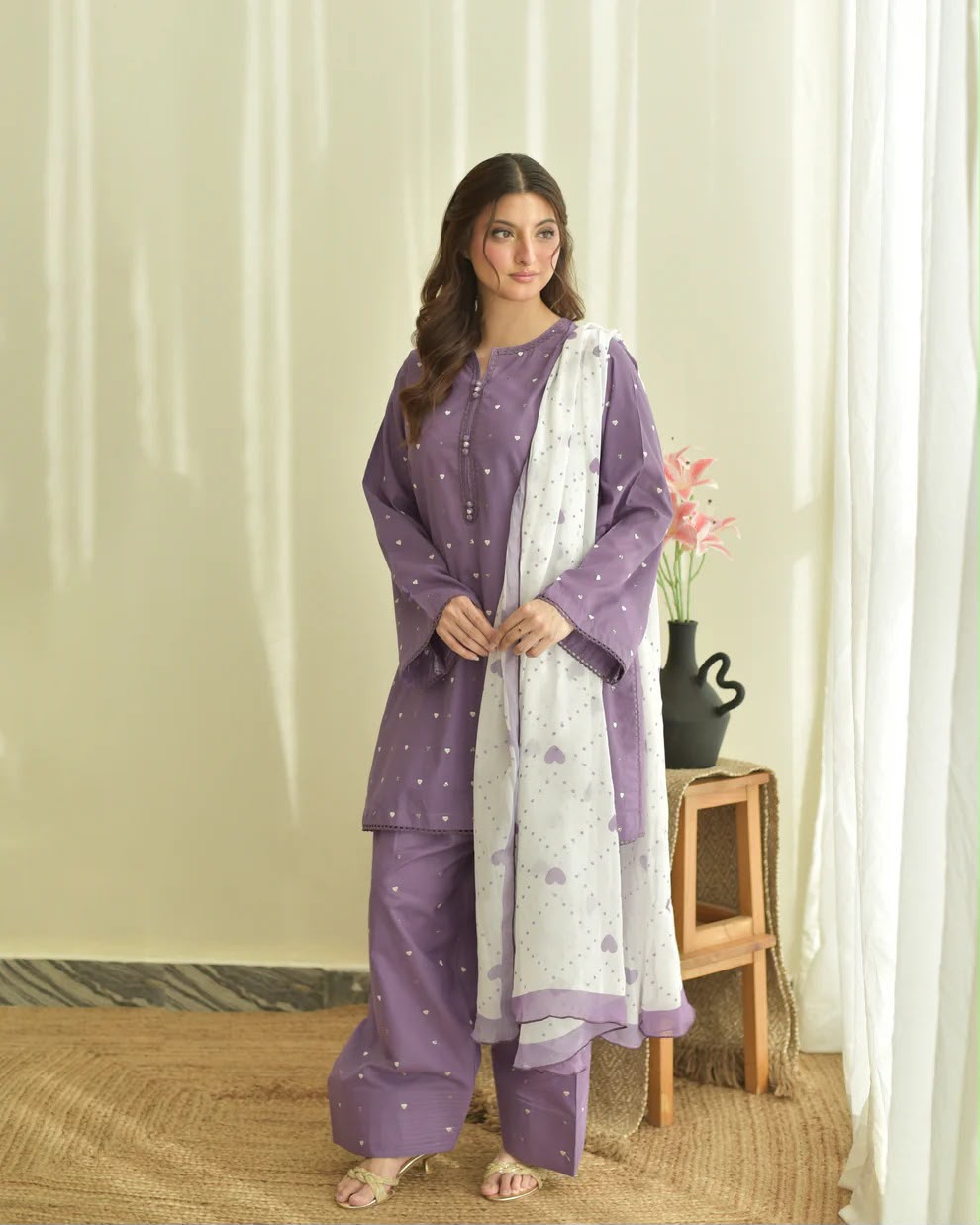 DILARA PURPLE EMBROIDERED 3PC — view 1