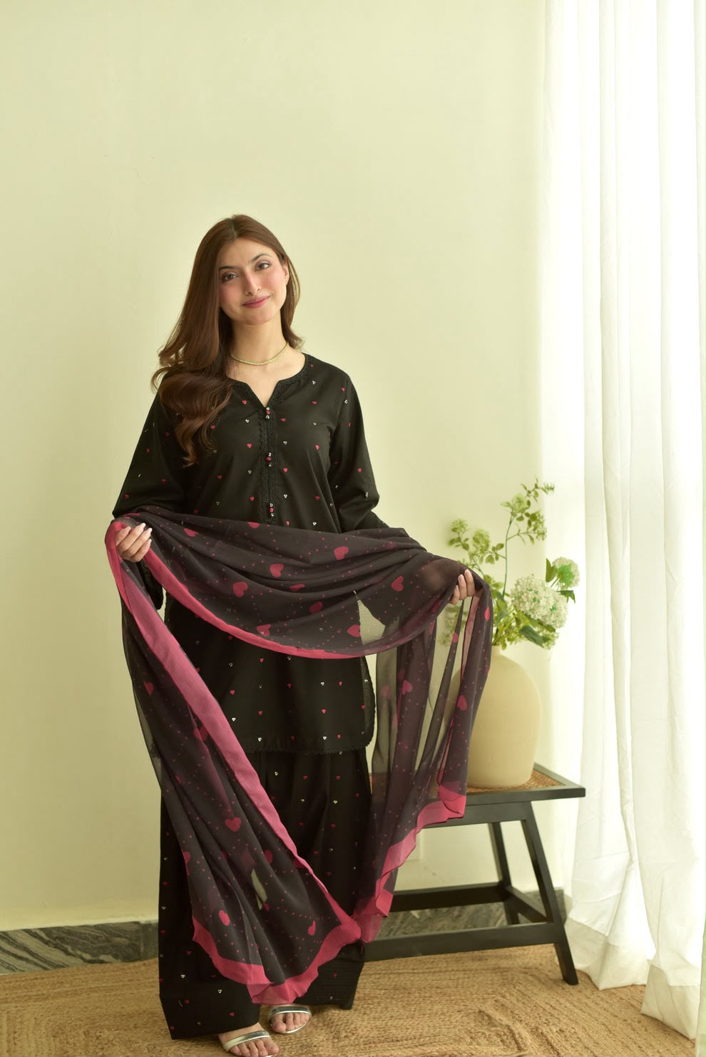 DILARA BLACK EMBROIDERED 3PC — view 1